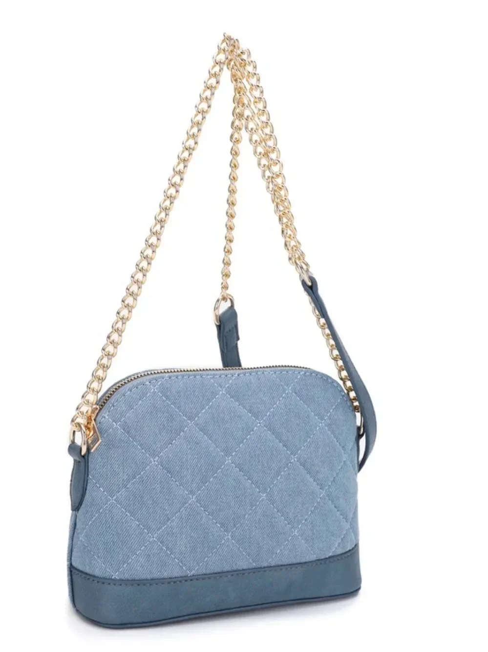 BADGLEY MISCHKA NEW YORK ELLE DENIM QUILTED DOME CROSSBODY